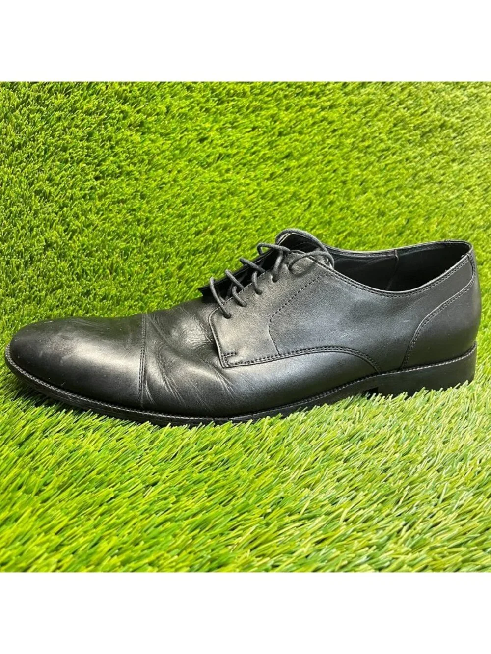 Cole Haan Benton Mens Size 14 Black Casual Leather Cap Toe Oxford Dress Shoes